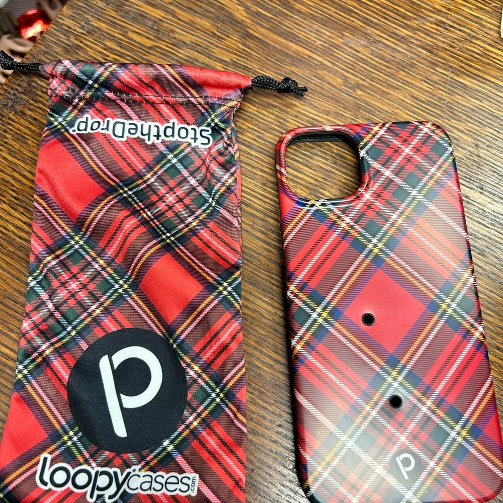 Tartan plaid iPhone 14 Plus case.